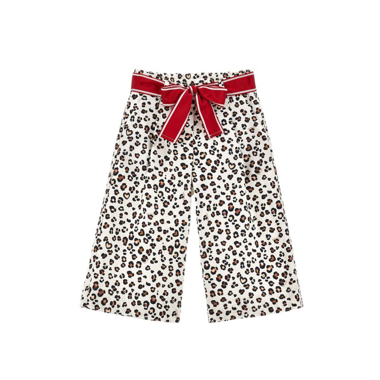 MONNALISA Pantalone bianco maculato cropped bambina