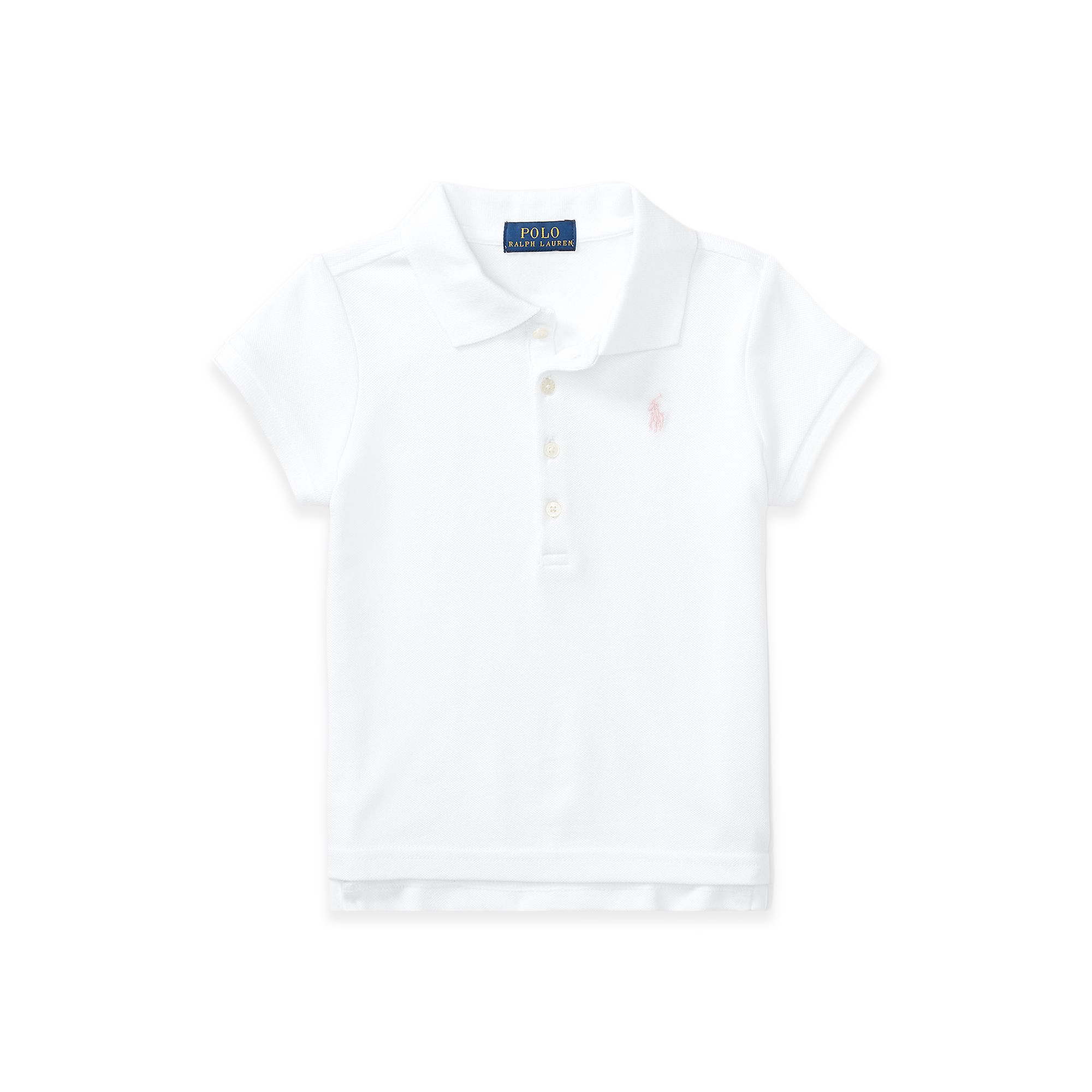 RALPH LAUREN Polo bianca con logo rosa bambina
