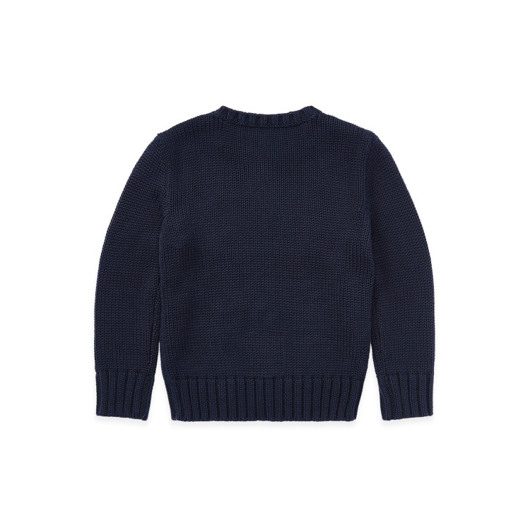 RALPH LAUREN Maglia navy in cotone con bandiera bambini