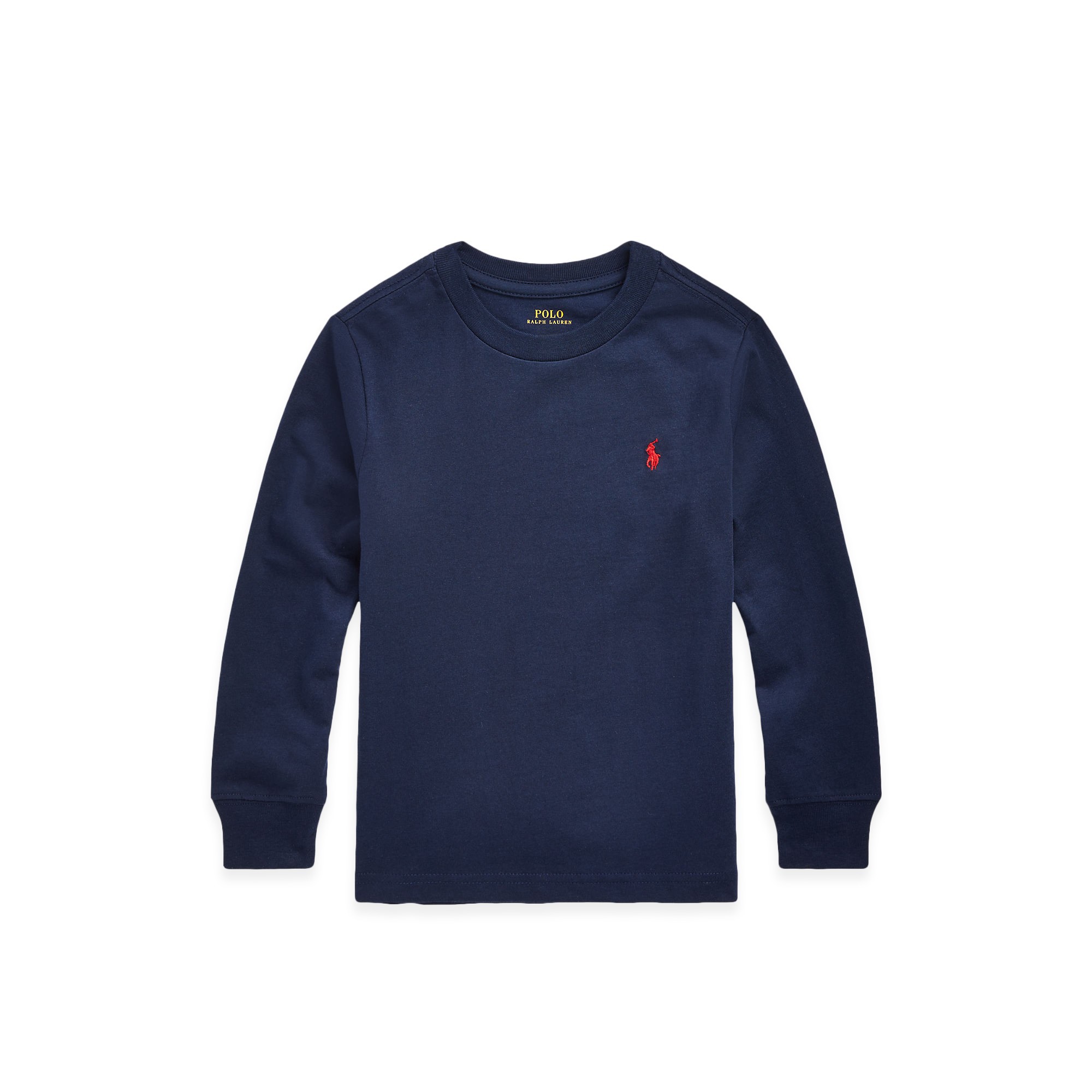 RALPH LAUREN T-shirt a maniche lunghe navy con logo rosso bambini