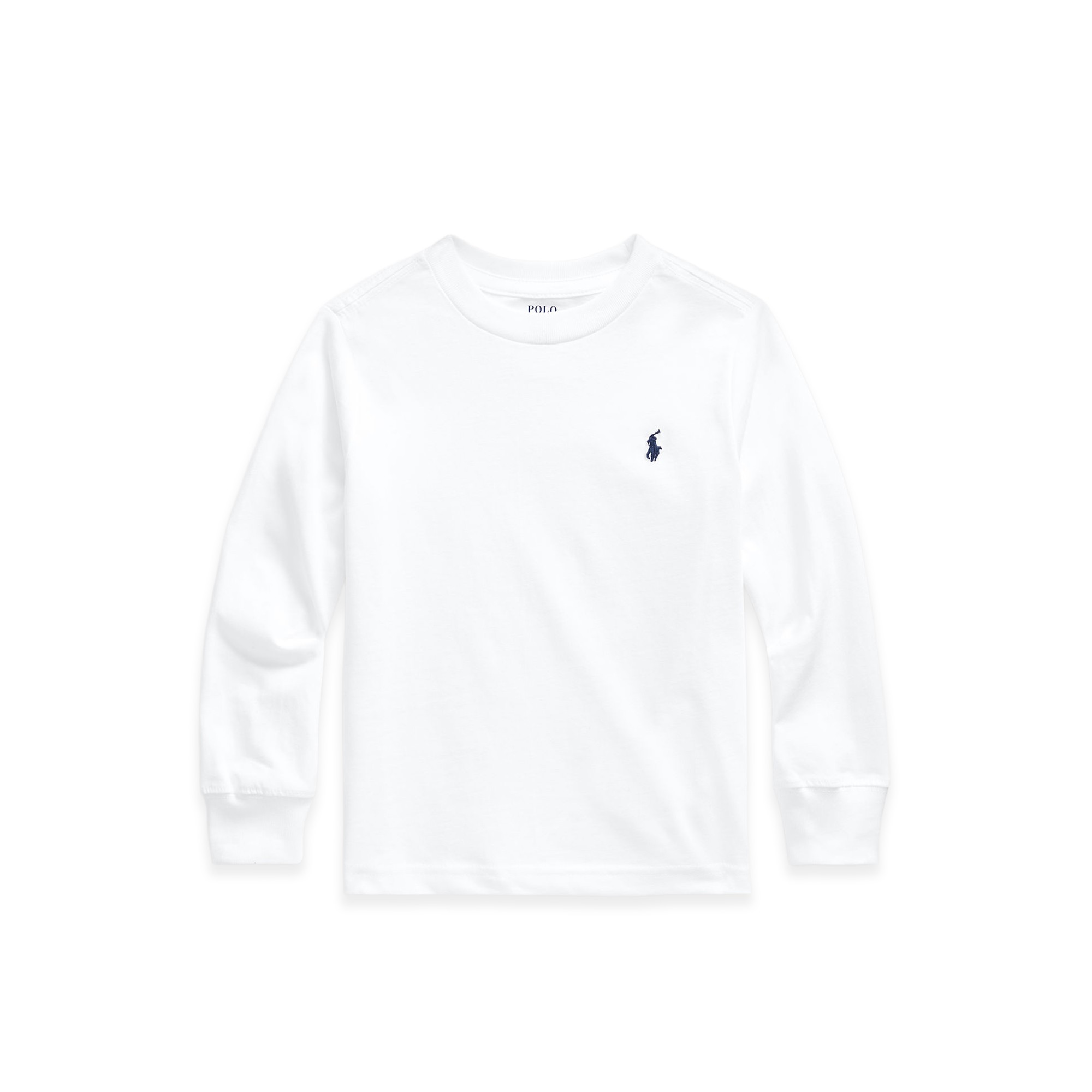RALPH LAUREN T-shirt a maniche lunghe bianca con logo navy bambini