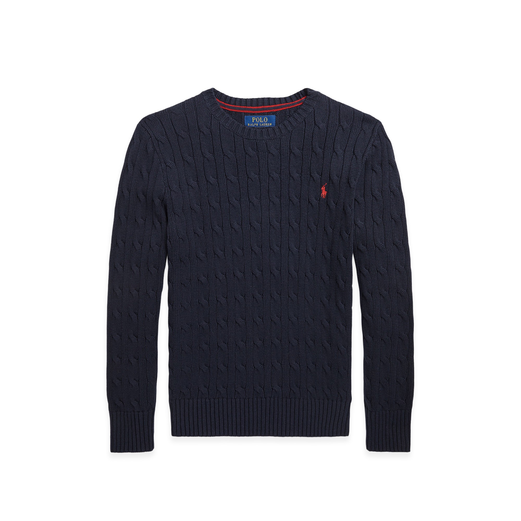RALPH LAUREN Maglia navy in cotone a trecce bambini