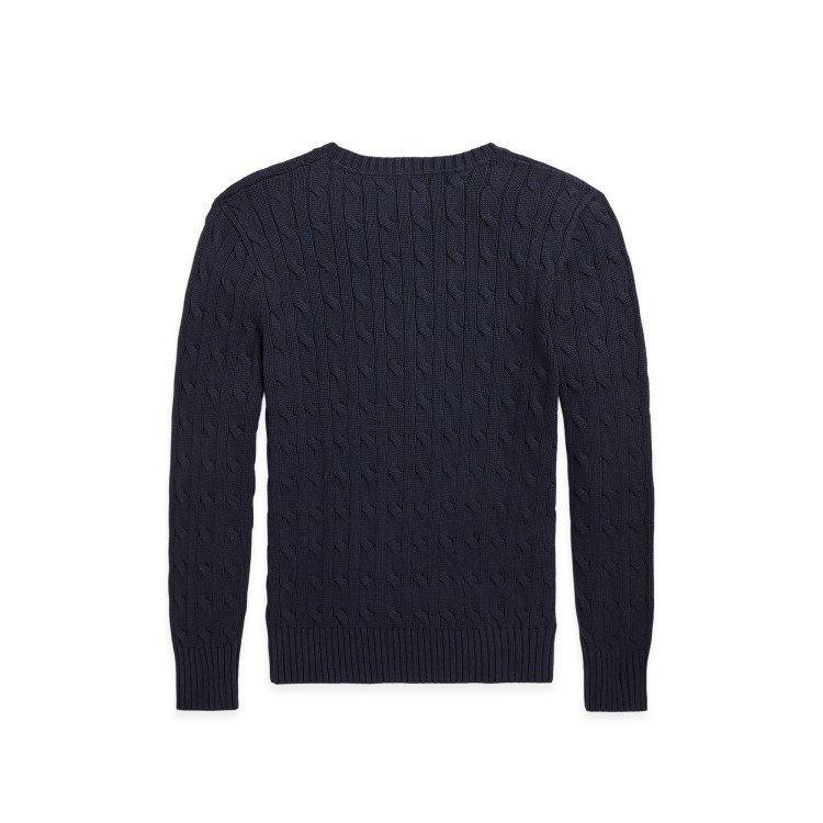 RALPH LAUREN Maglia navy in cotone a trecce bambini