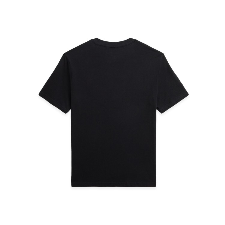 RALPH LAUREN T-shirt nera con Big Pony bianco bambini