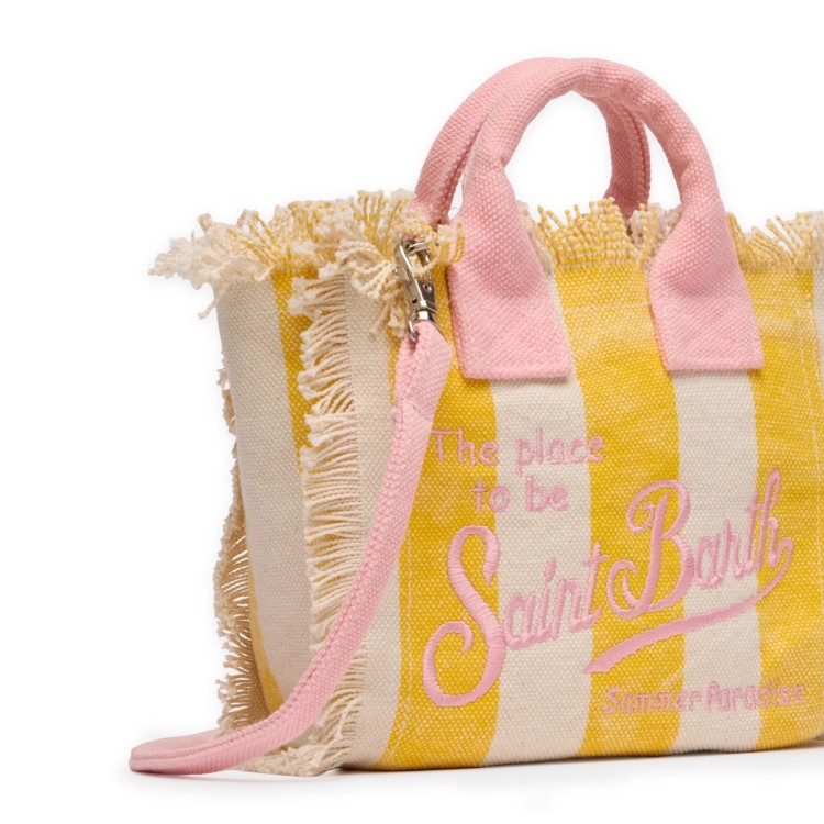 SAINT BARTH Borsa Vanity mini a righe gialle bambina