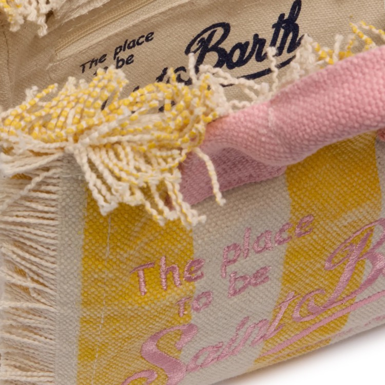 SAINT BARTH Borsa Vanity mini a righe gialle bambina