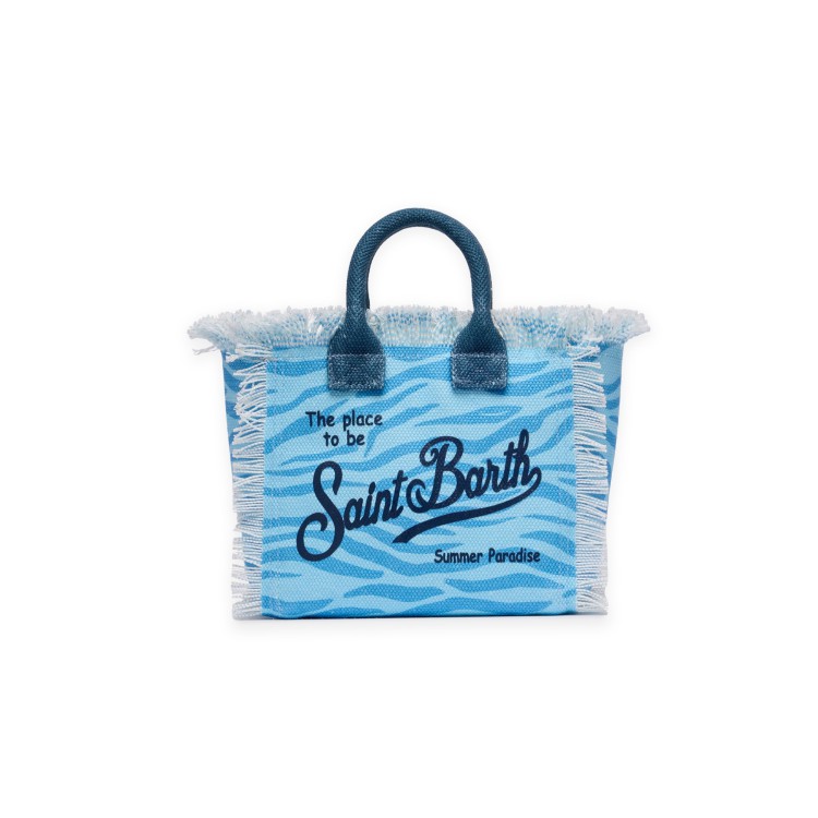 SAINT BARTH Borsa Vanity mini zebrata azzurra bambina