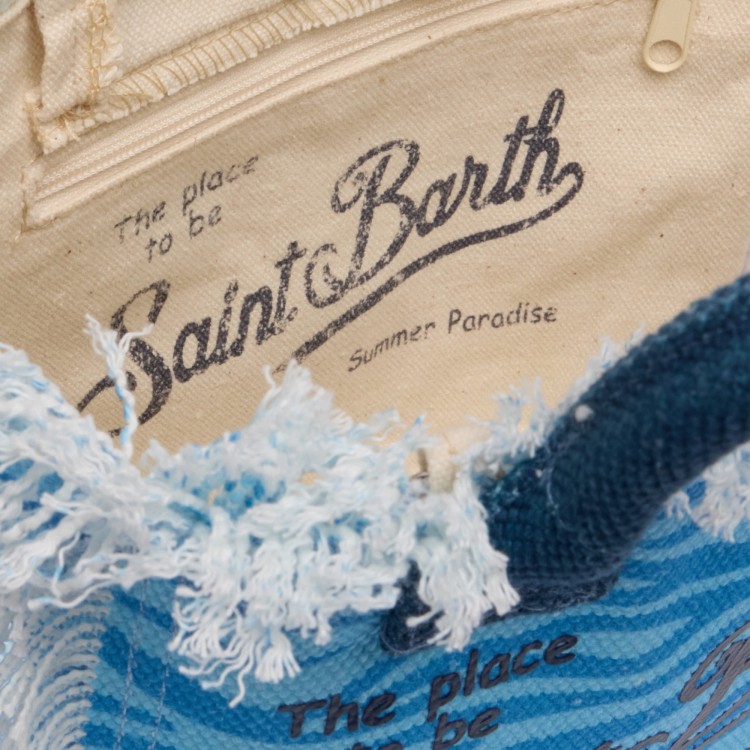 SAINT BARTH Borsa Vanity mini zebrata azzurra bambina