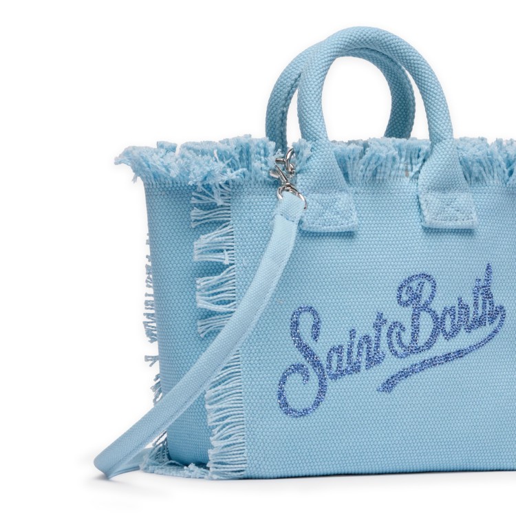 SAINT BARTH Borsa Vanity mini celeste logo strass bambina