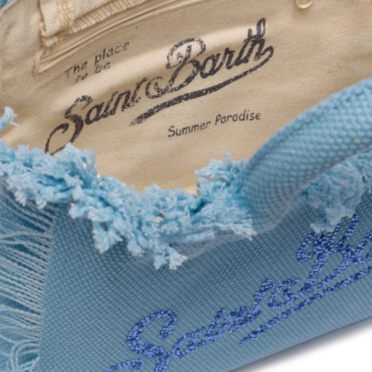 SAINT BARTH Borsa Vanity mini celeste logo strass bambina
