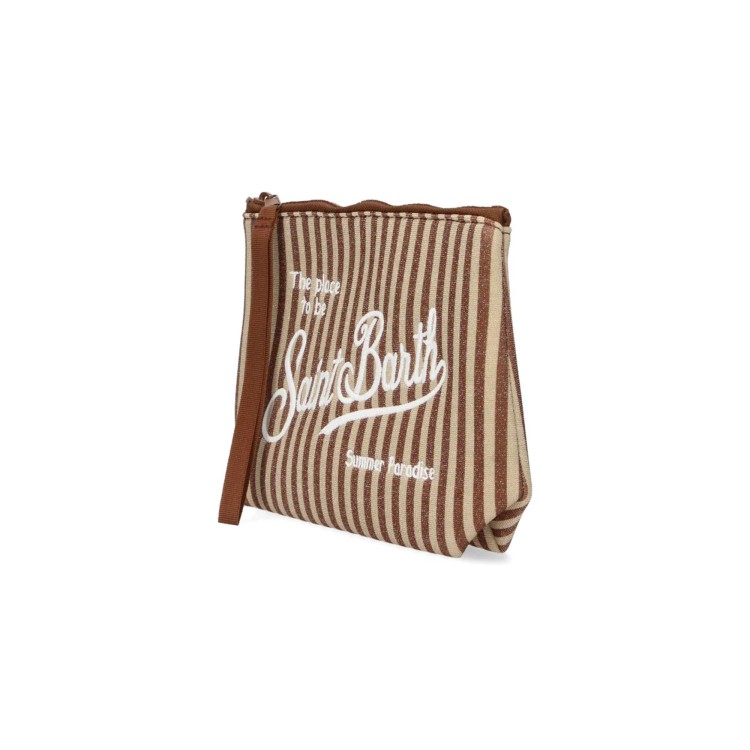 SAINT BARTH Pochette lurex a righe marroni bambina