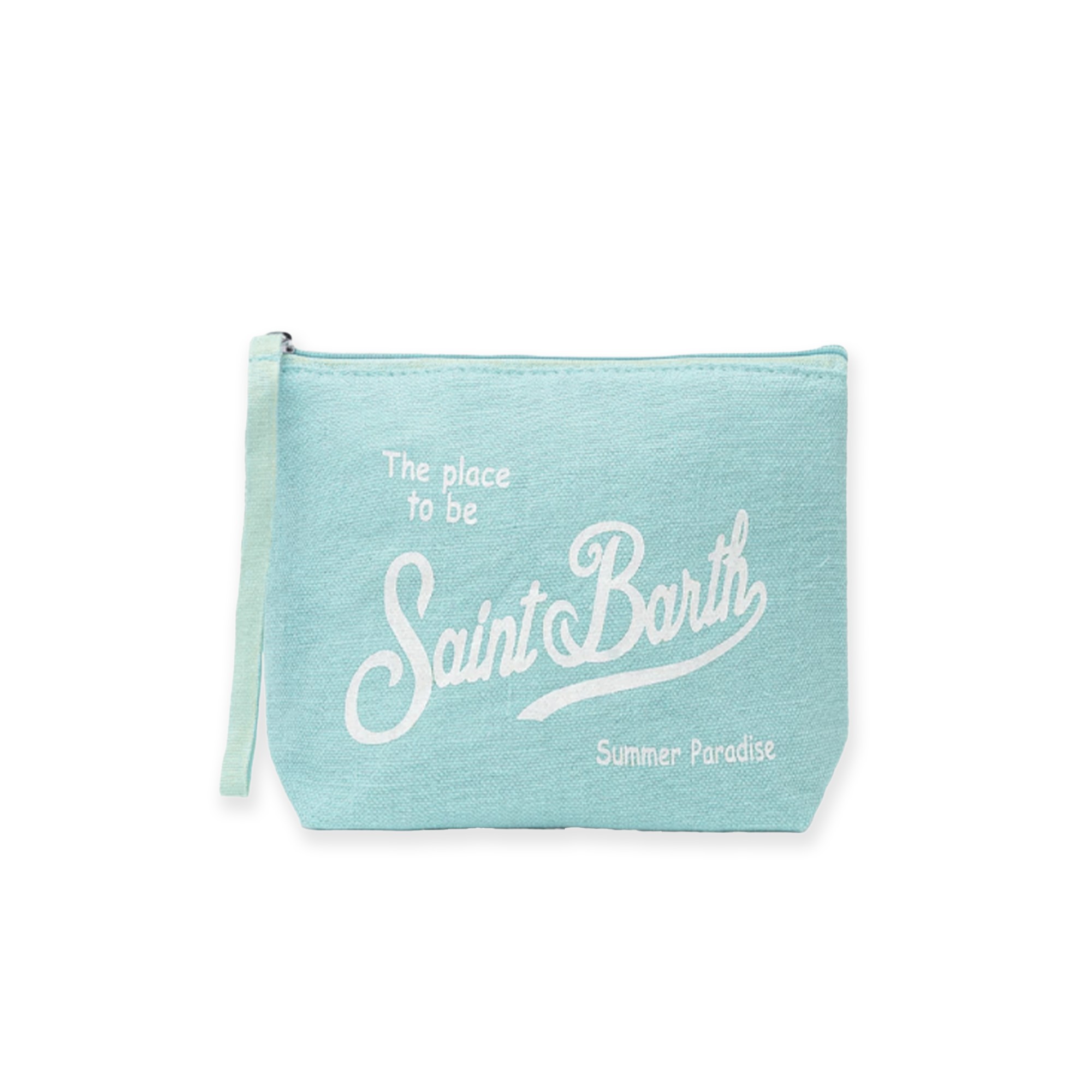 SAINT BARTH Pochette verde acqua in lino bambini