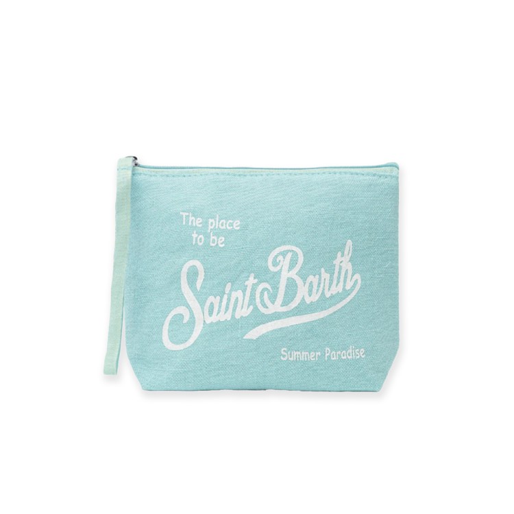 SAINT BARTH Pochette verde acqua in lino bambini