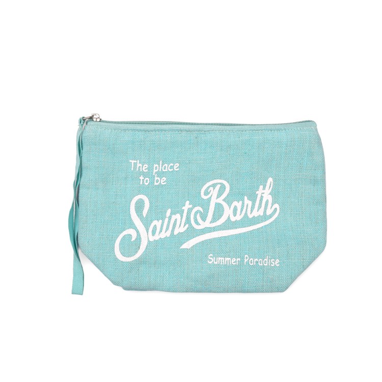 SAINT BARTH Pochette verde acqua in lino bambini