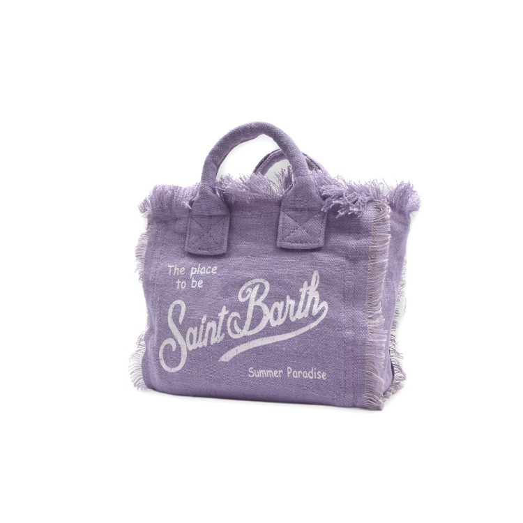 SAINT BARTH Borsa Vanity mini in lino lilla bambina
