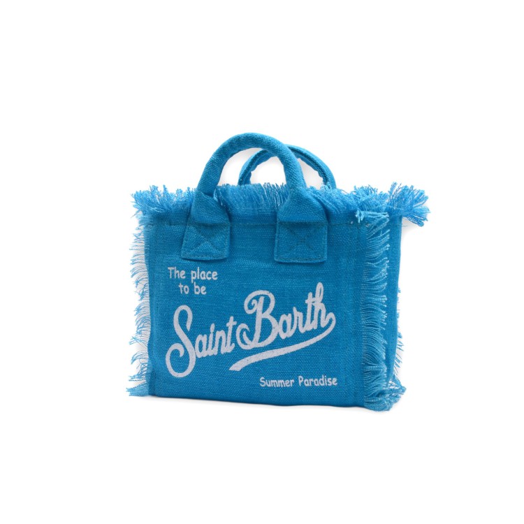SAINT BARTH Borsa Vanity mini in lino turchese bambina