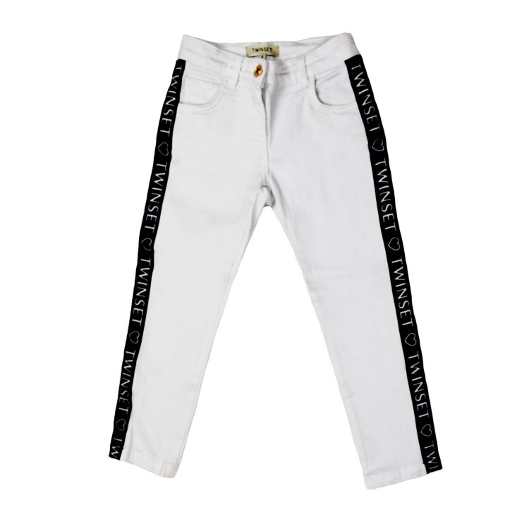 TWIN-SET Pantalone bianco nero bambina