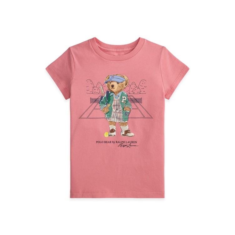 RALPH LAUREN T-shirt peonia con stampa Polo Bear bambina