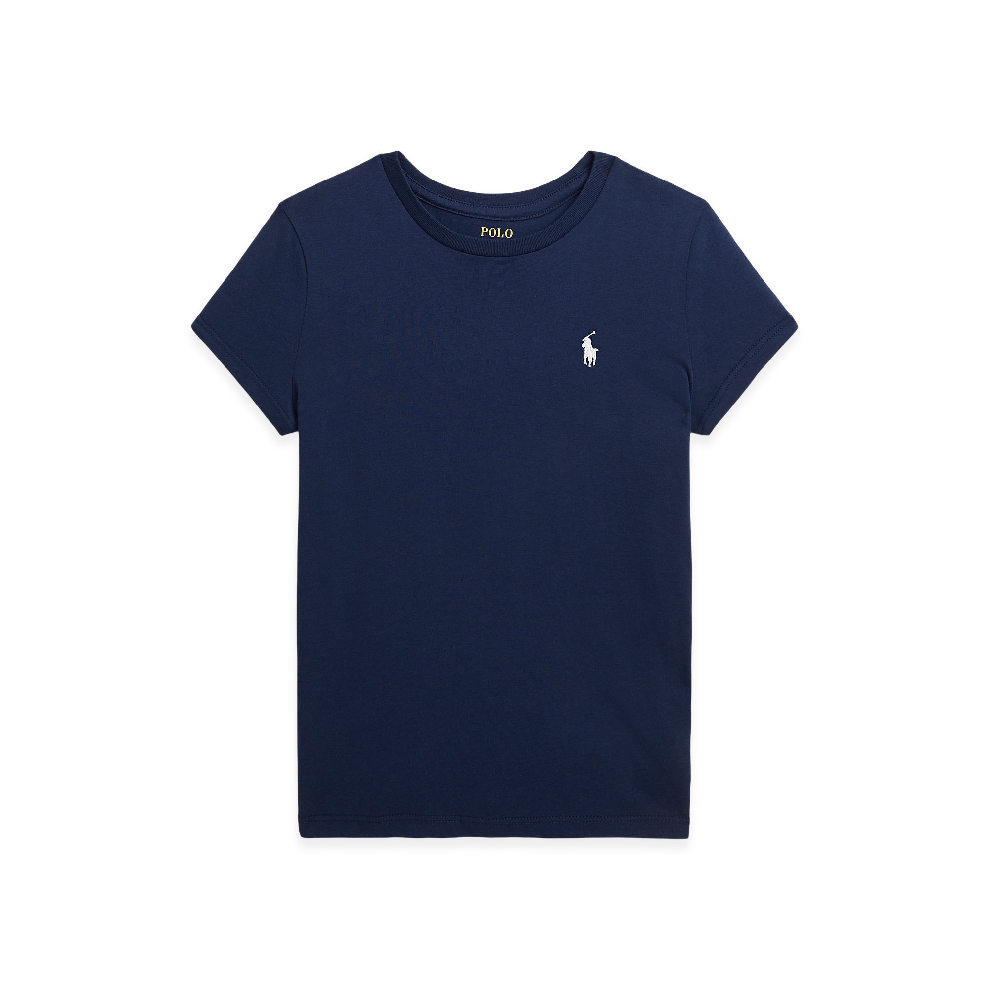 RALPH LAUREN T-shirt navy con logo bianco bambini