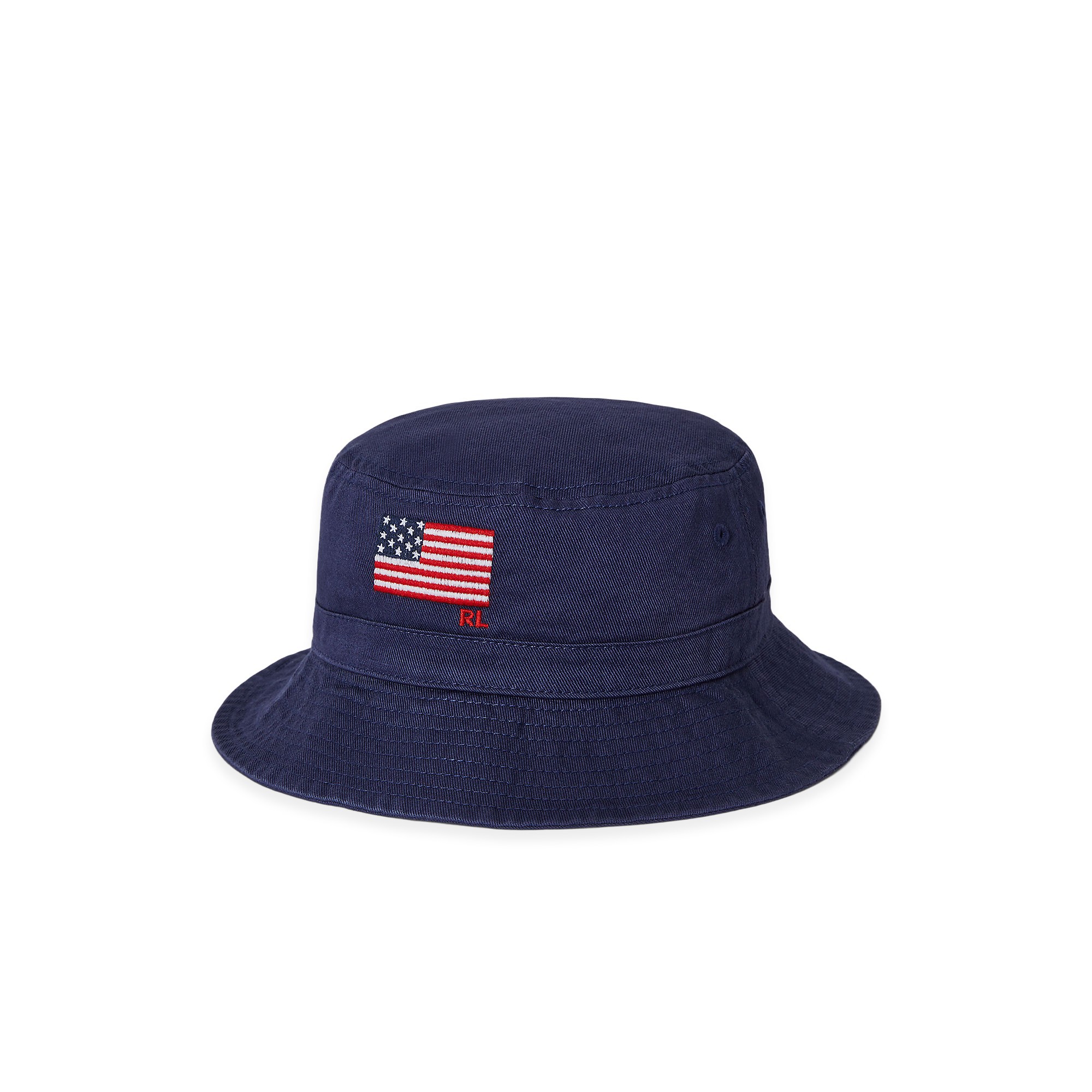 RALPH LAUREN Cappello bucket navy con bandiera bambini