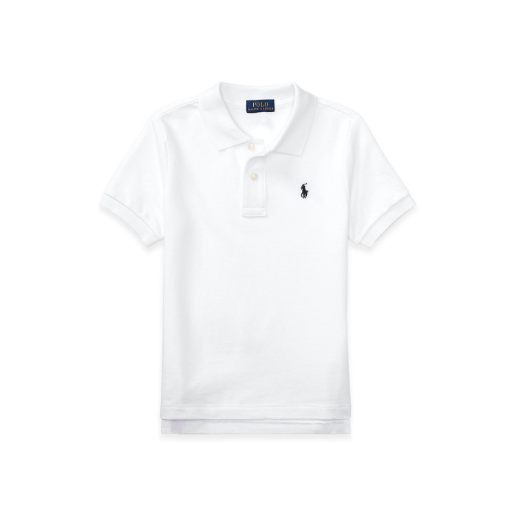RALPH LAUREN Polo bianca con logo navy bambini