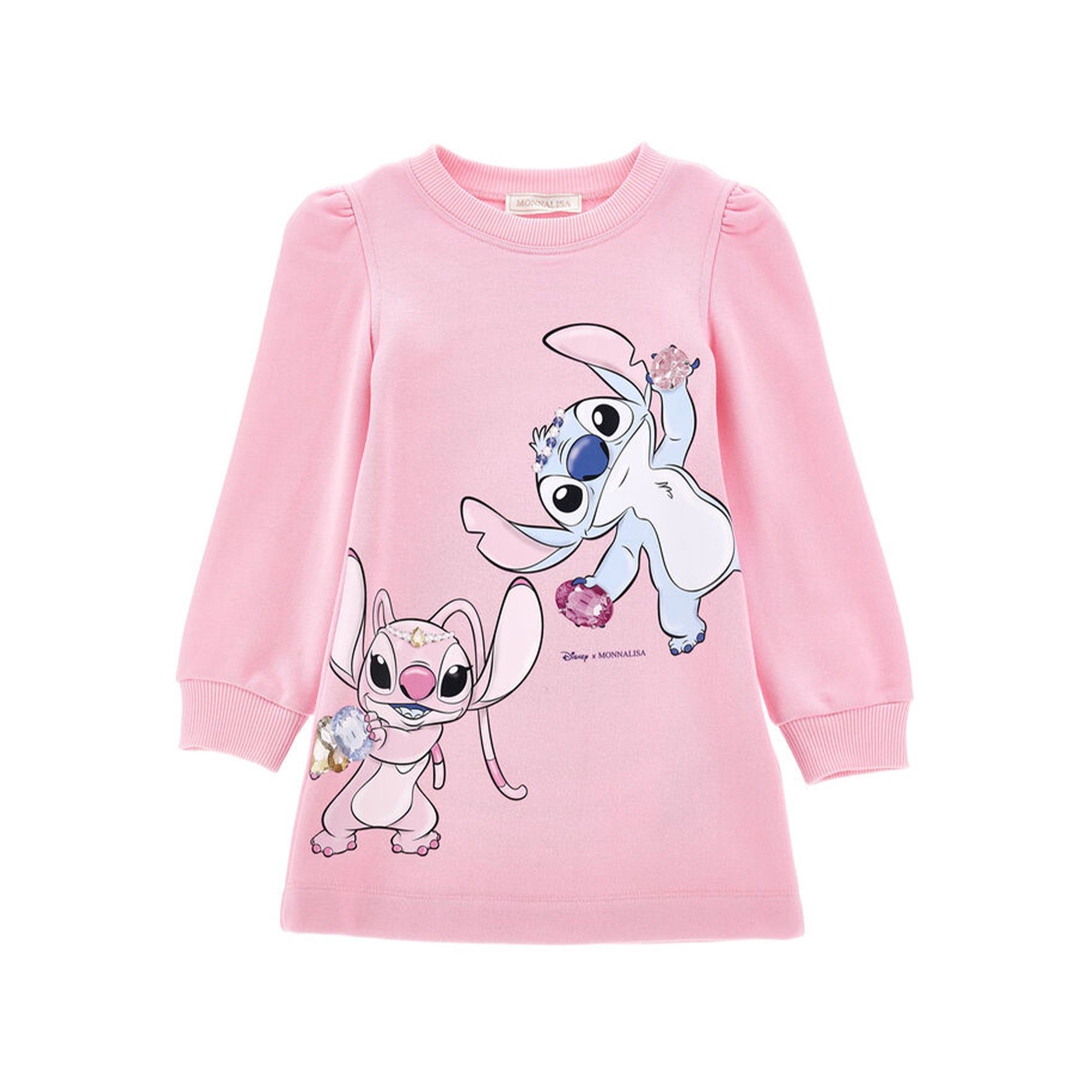 MONNALISA Vestito felpa rosa con stampa Stitch bambina