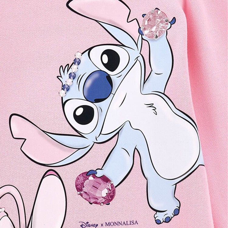 MONNALISA Vestito felpa rosa con stampa Stitch bambina