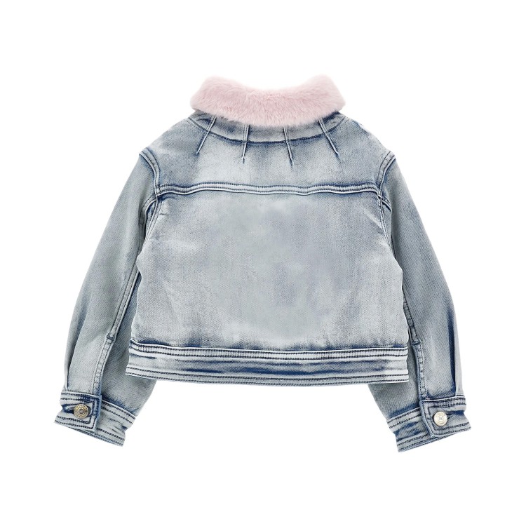 MONNALISA Giacca in denim con pelliccia e strass bambina