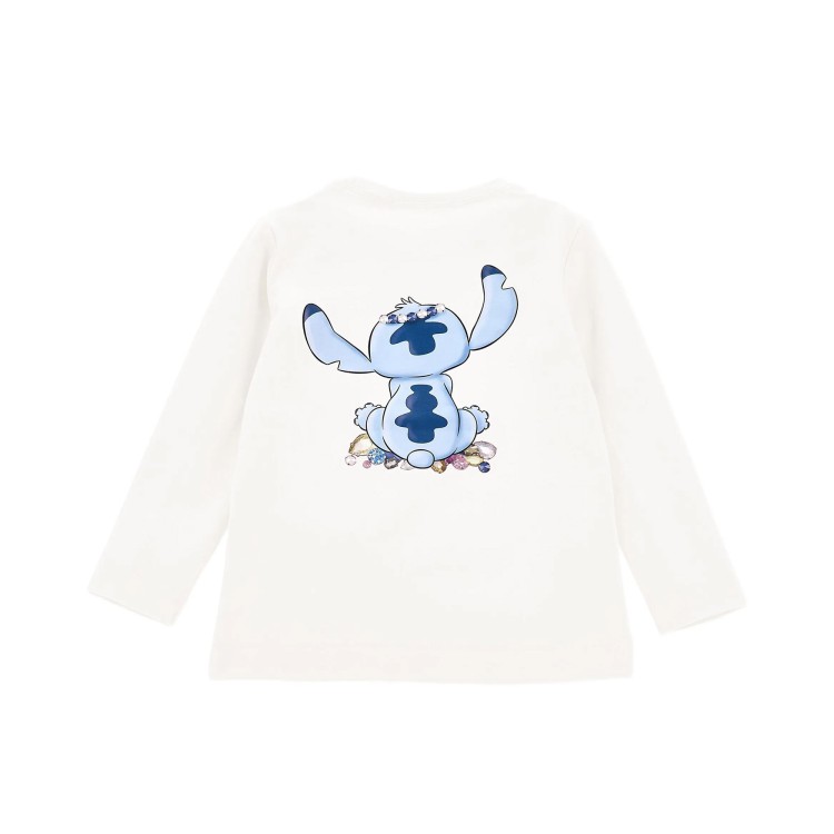 MONNALISA T-shirt bianca a maniche lunghe Stitch bambina