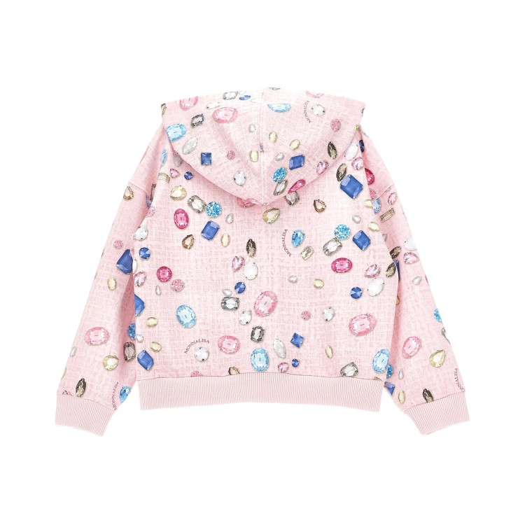 MONNALISA Felpa rosa con cappuccio e motivo gemme bambina