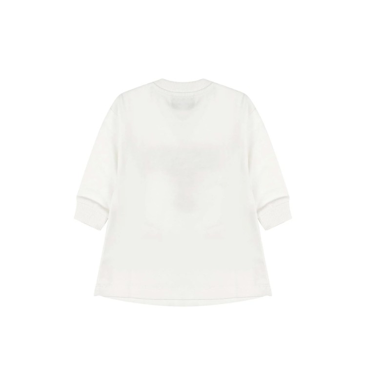 MOSCHINO Abito bianco con orsetto e logo neonata