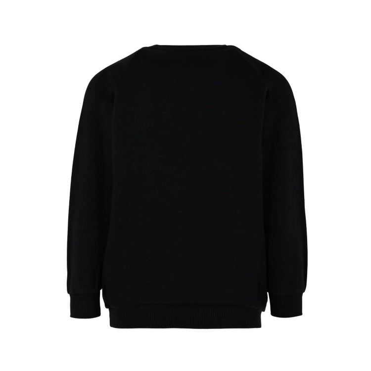 BALMAIN Felpa nera girocollo con logo ricamato bambini