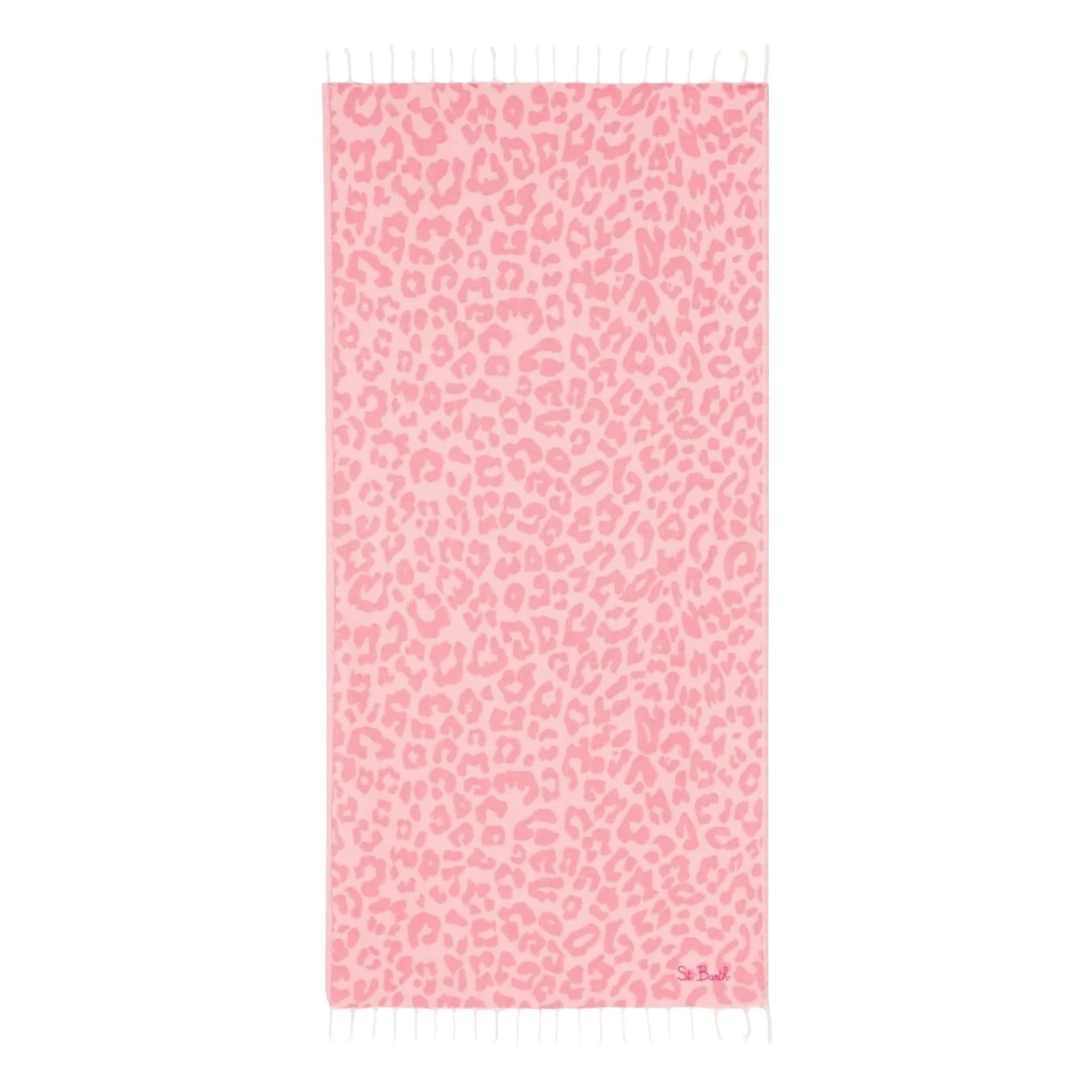 SAINT BARTH Telo mare rosa leopardato bambini