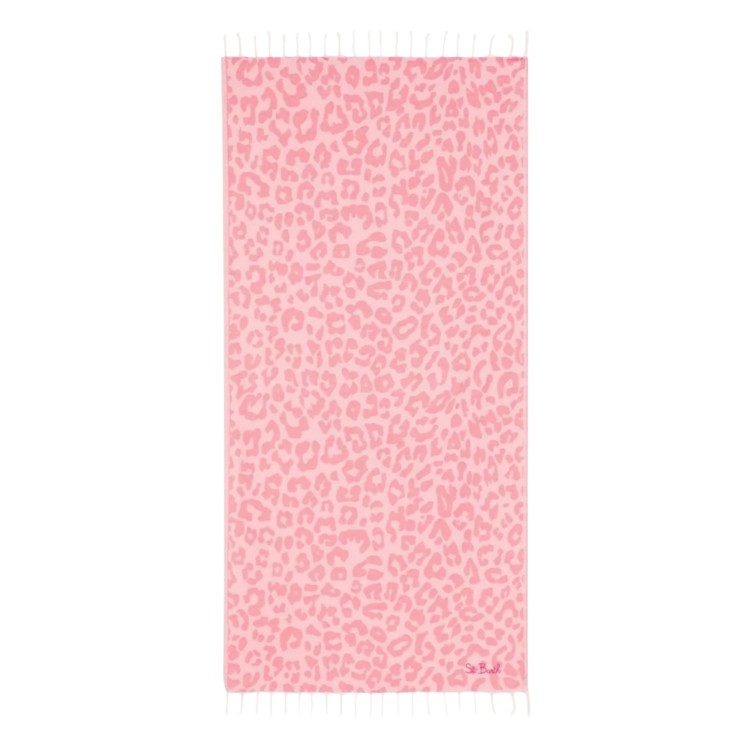 SAINT BARTH Telo mare rosa leopardato bambini