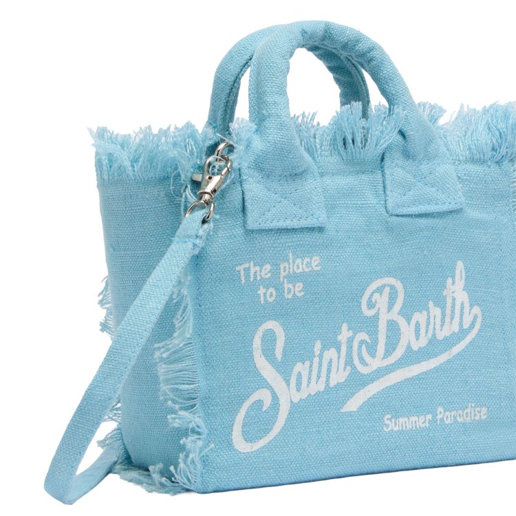 SAINT BARTH Borsa Vanity mini in lino celeste bambina