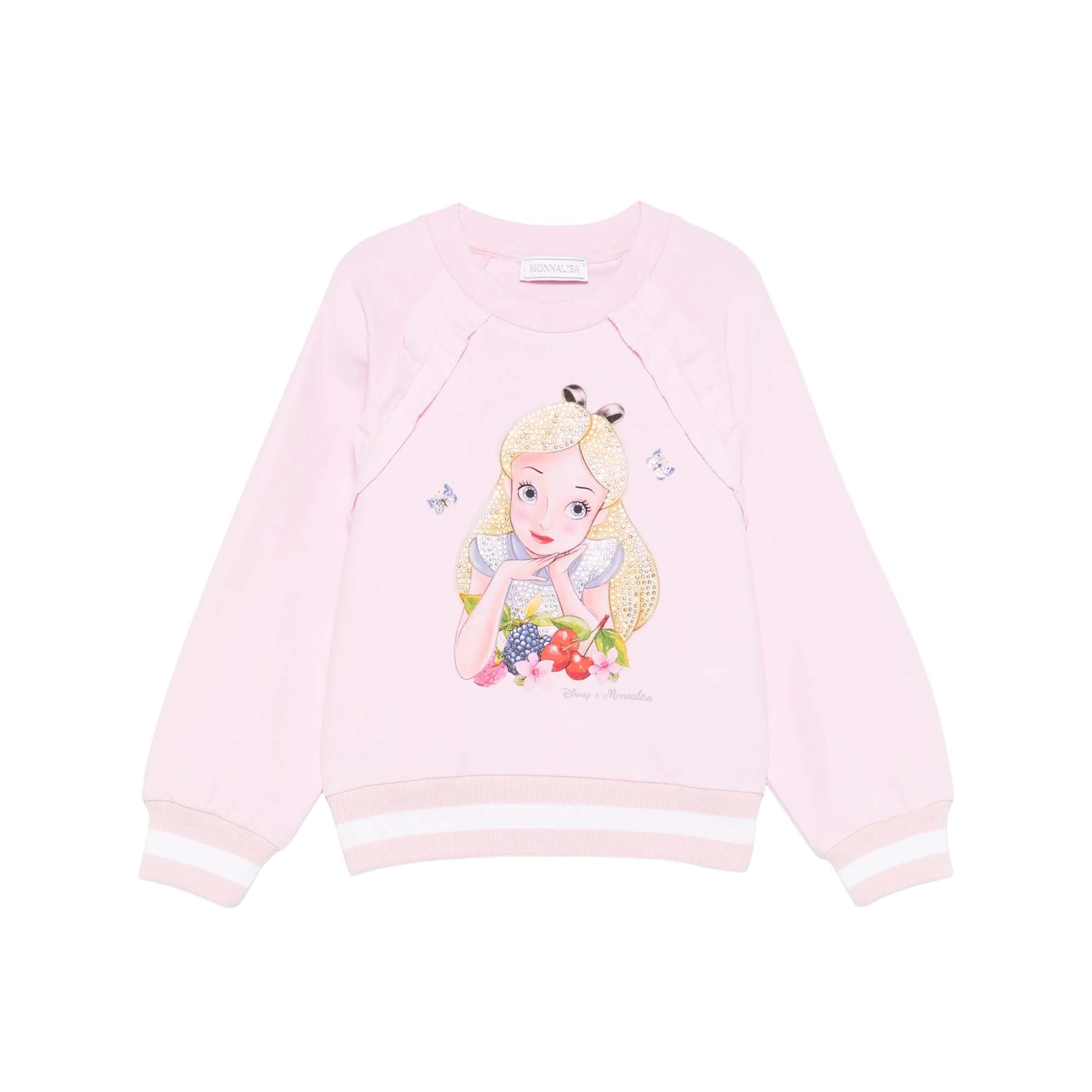 MONNALISA Felpa rosa girocollo stampa Alice bambina