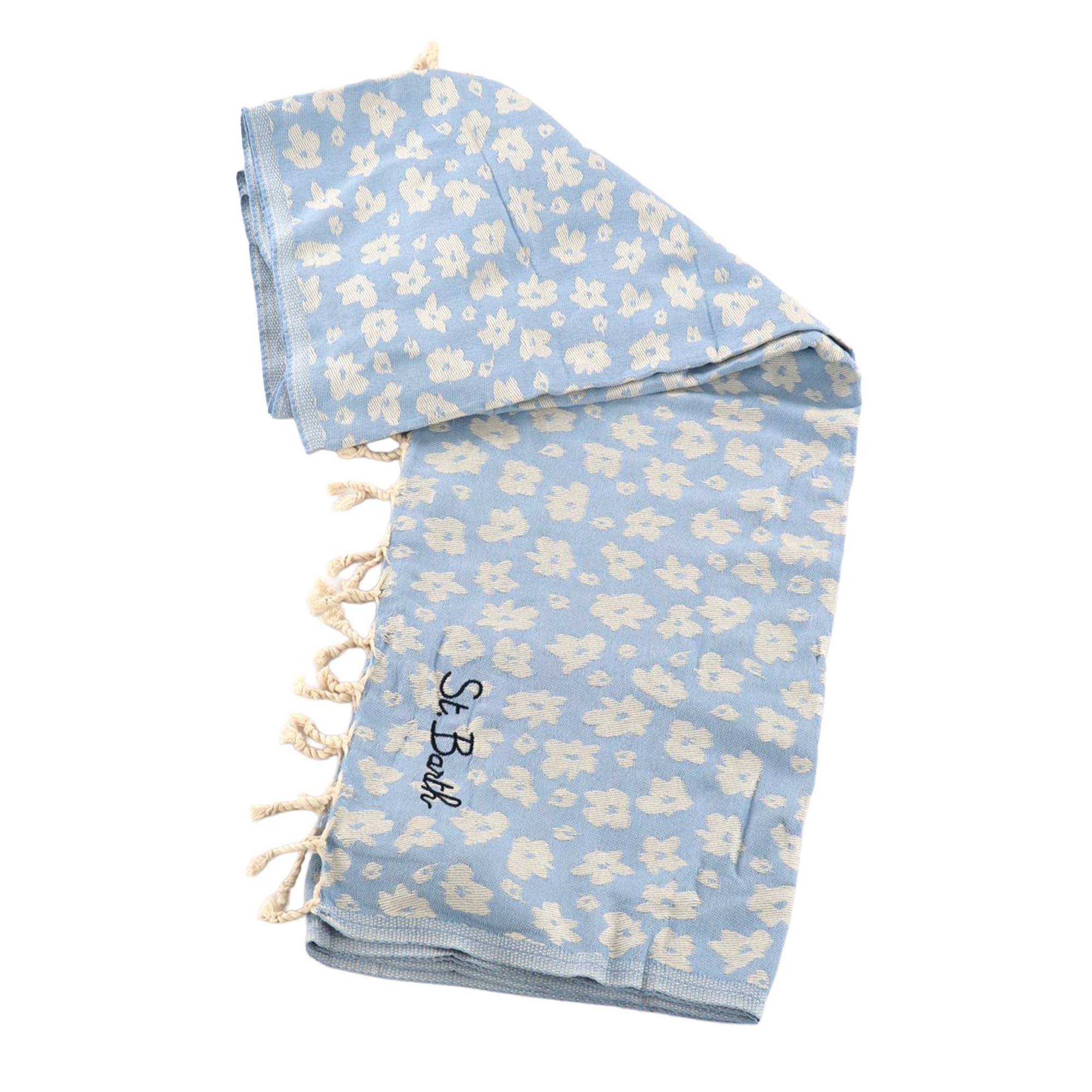 SAINT BARTH Telo mare celeste con fiori bambini
