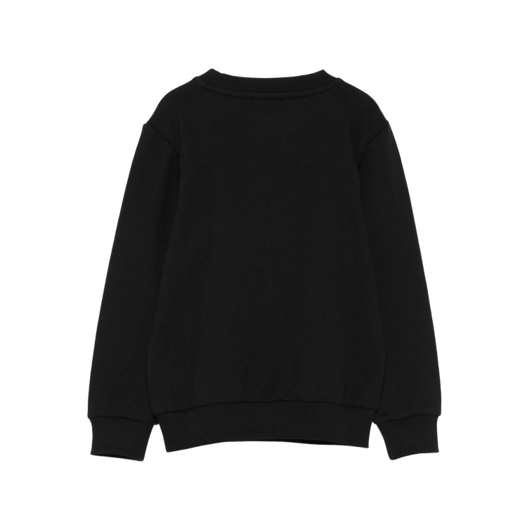 BALMAIN Felpa nera girocollo con logo ricamato bambini