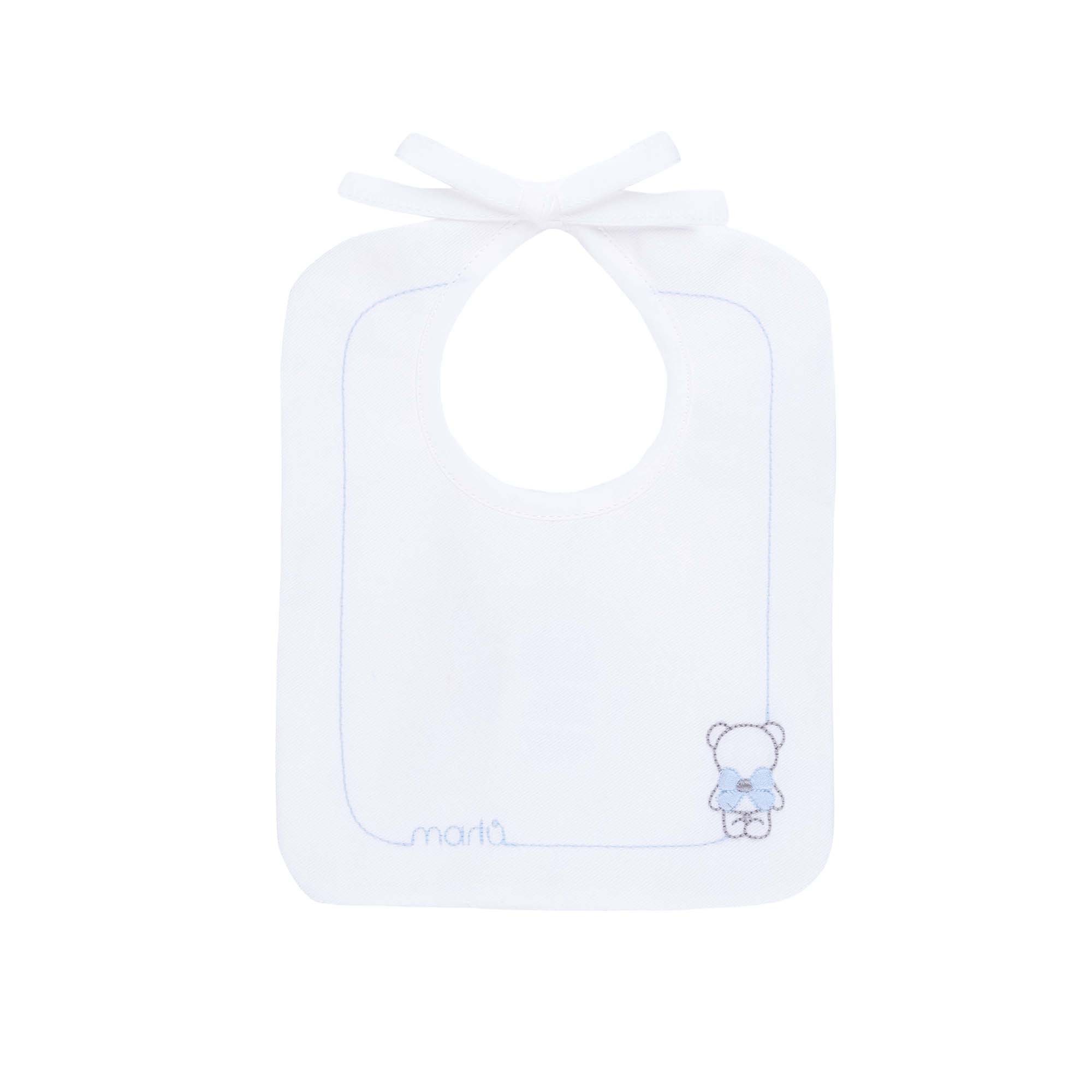 MARLU' Bavetta bianca orsetto celeste neonato