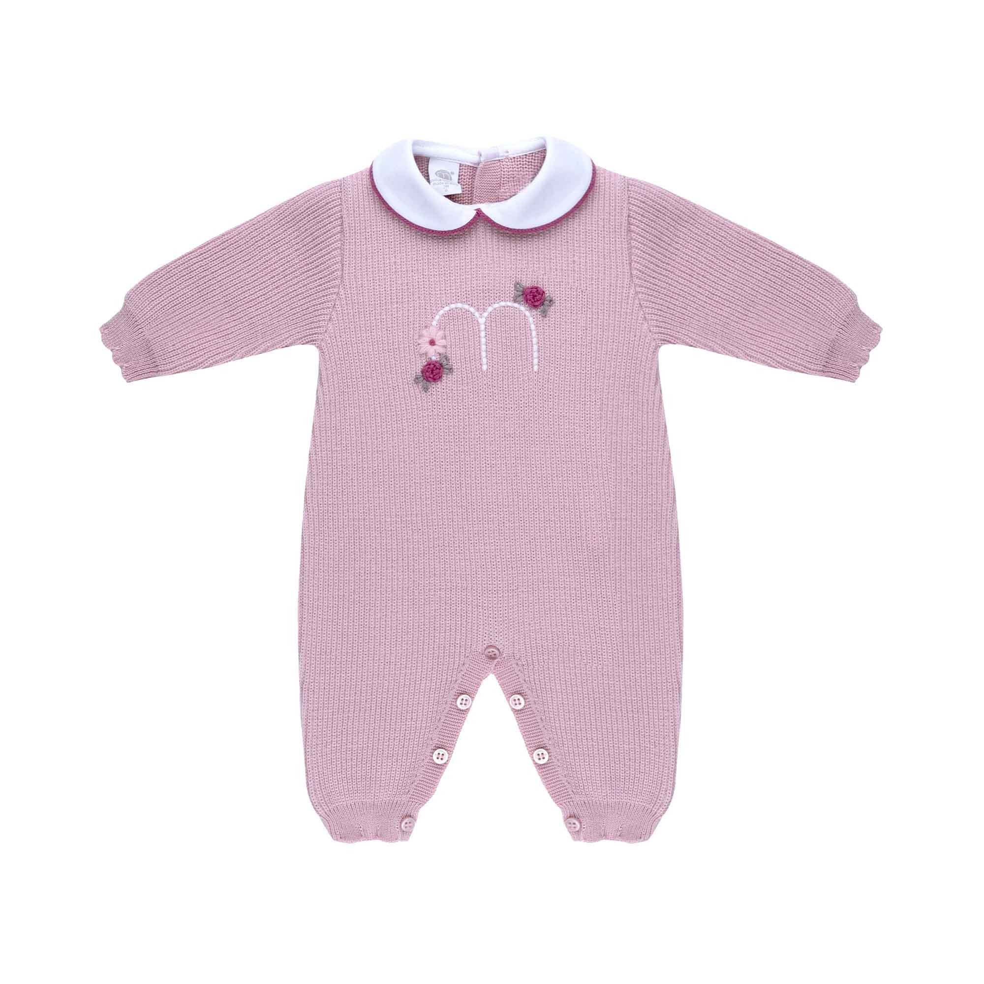 MARLU' Tutina marsala con ricami neonata