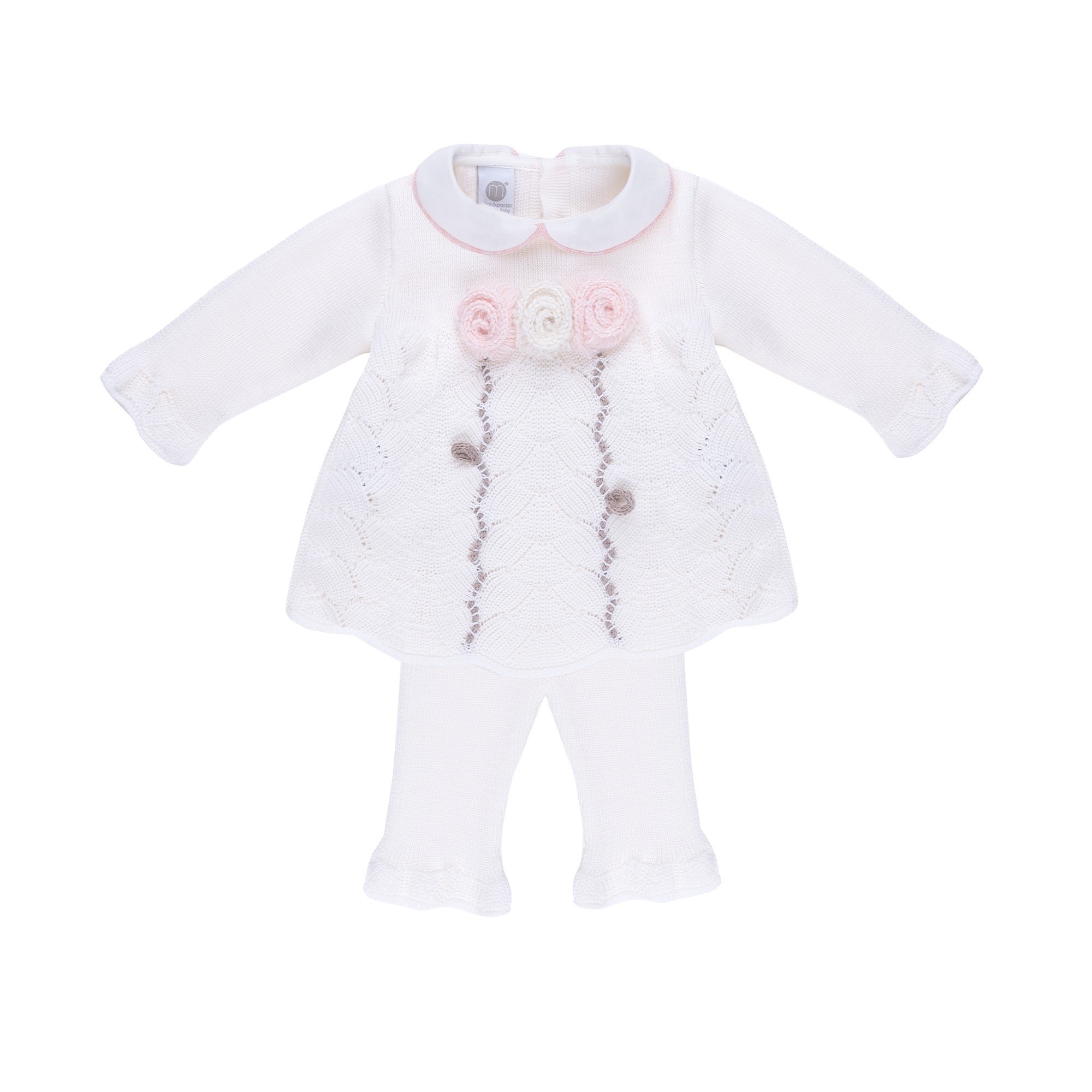 MARLU' Set 2 pezzi bianco con fiorellini neonata
