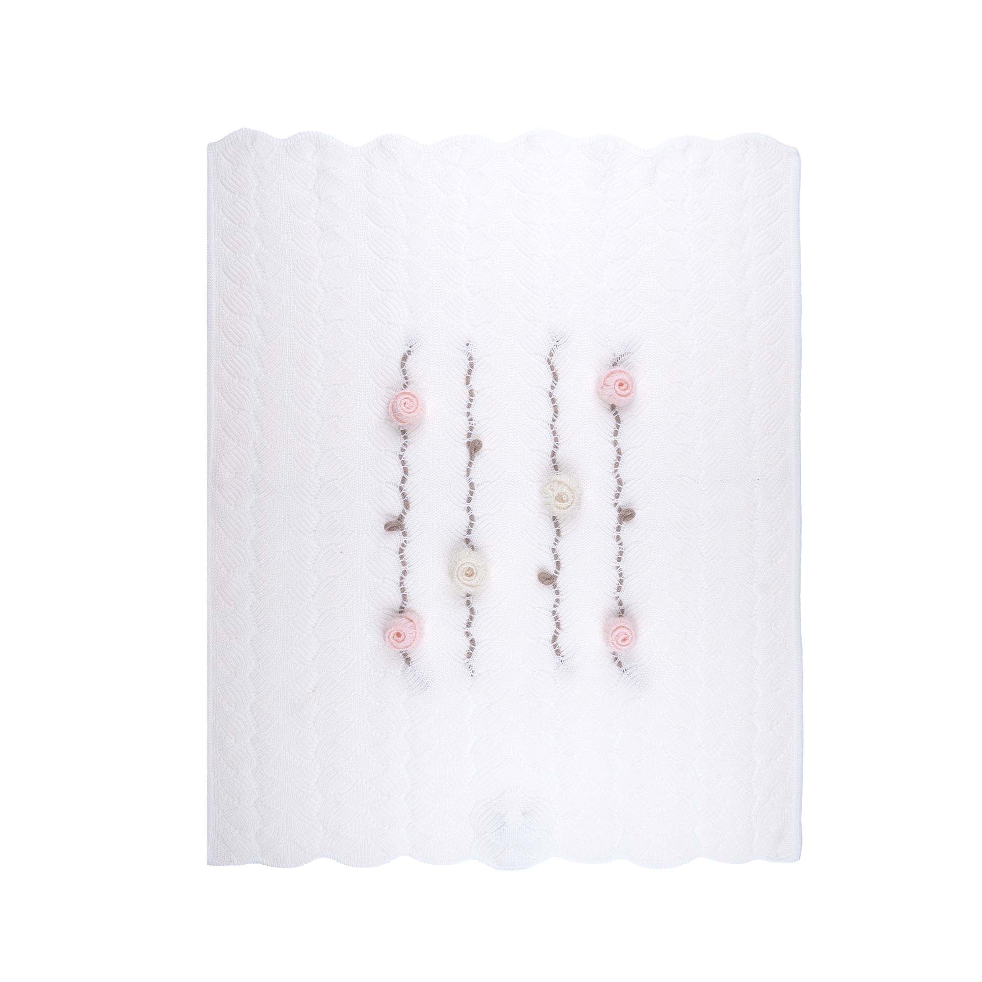 MARLU' Copertina bianca con fiori neonata