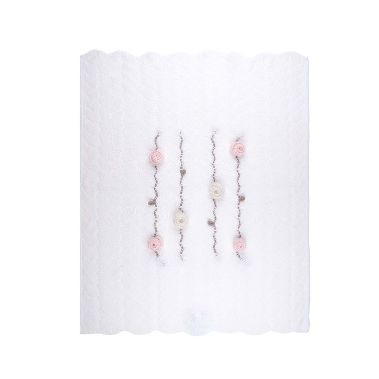 MARLU' Copertina bianca con fiori neonata