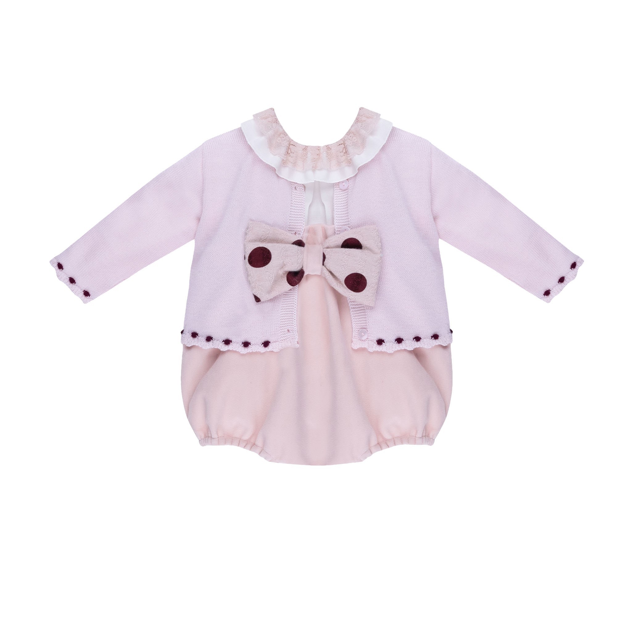 MARLU' Set 3 pezzi rosa a pois neonata