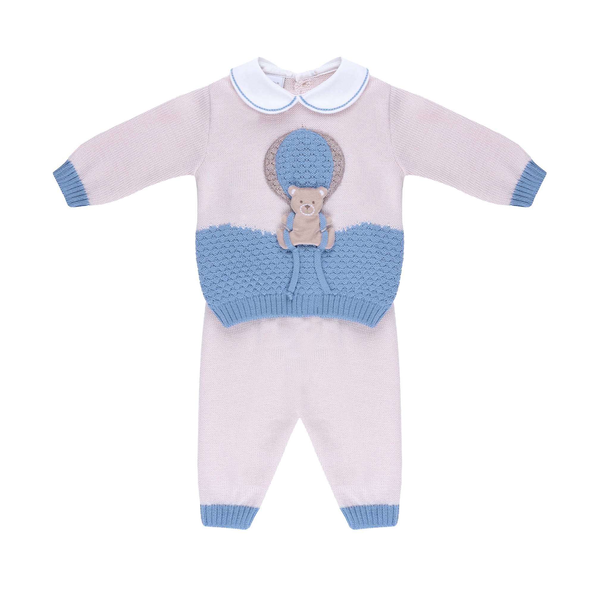 MARLU' Set 2 pezzi beige e azzurro neonato