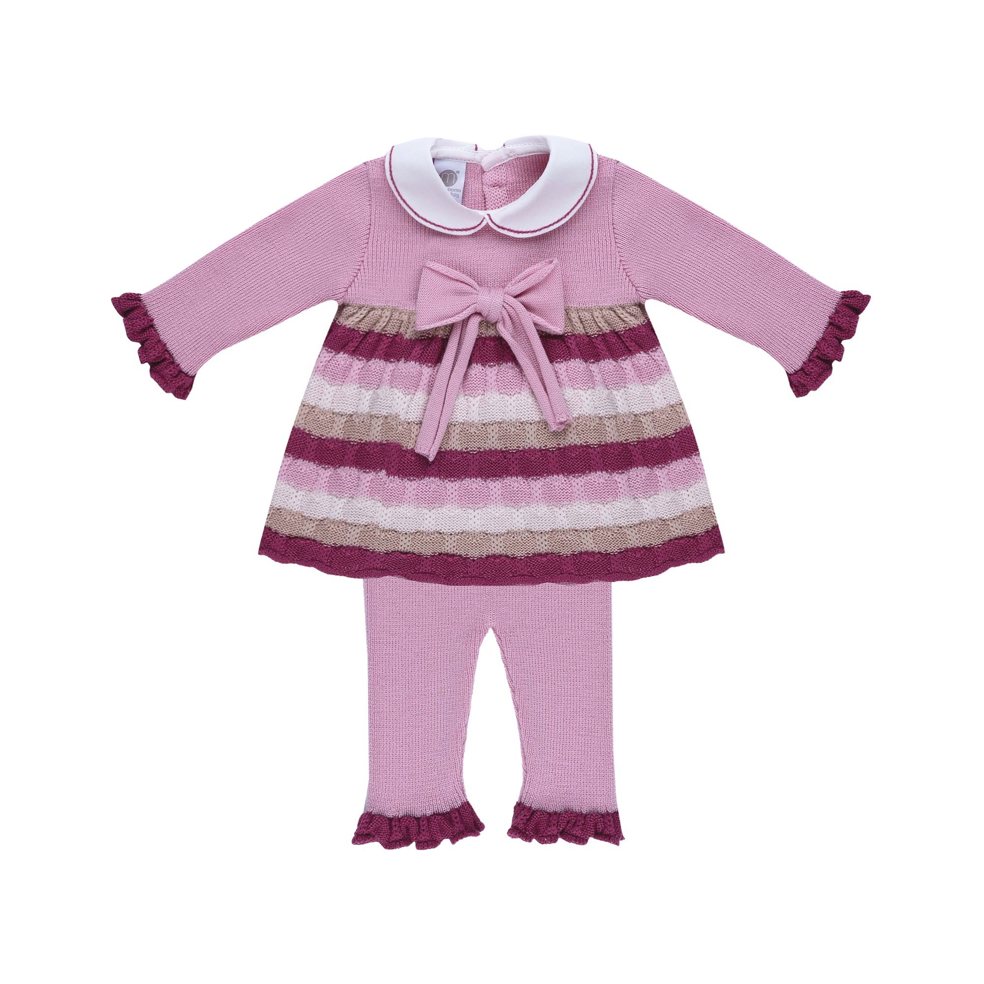 MARLU' Set 2 pezzi marsala e ciclamino neonata