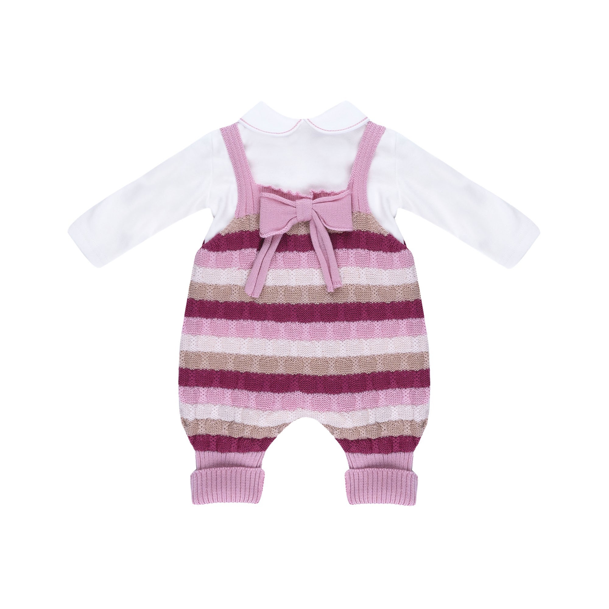 MARLU' Set 2 pezzi marsala con salopette neonata