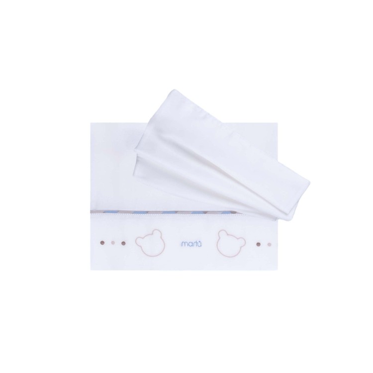 MARLU' Set lenzuolino bianco ricami orsetti neonato