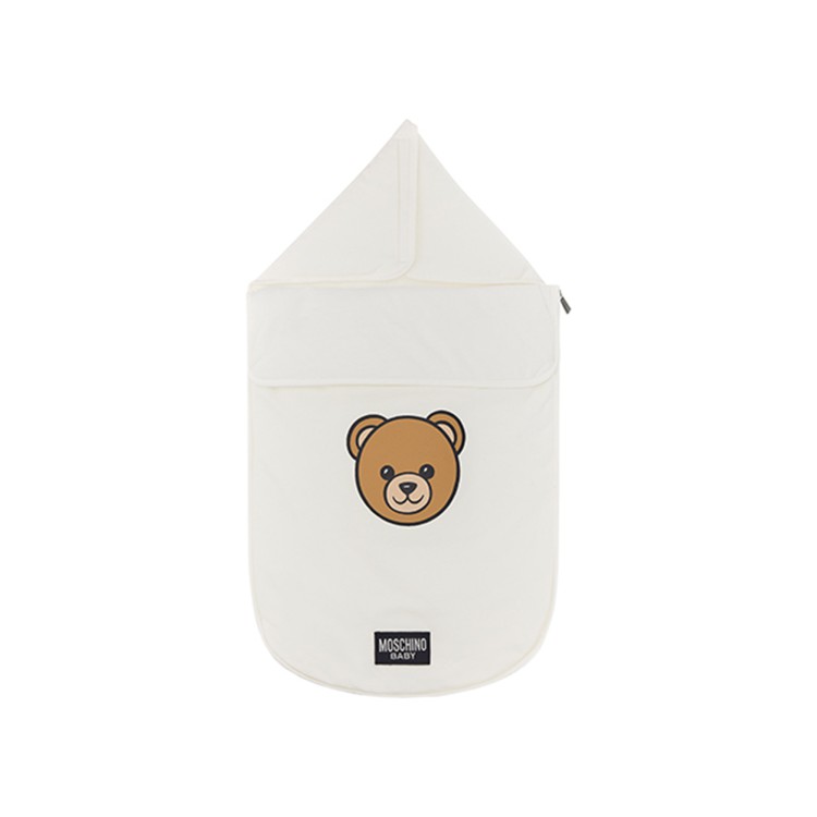 MOSCHINO Sacco nanna bianco con logo Bear neonati