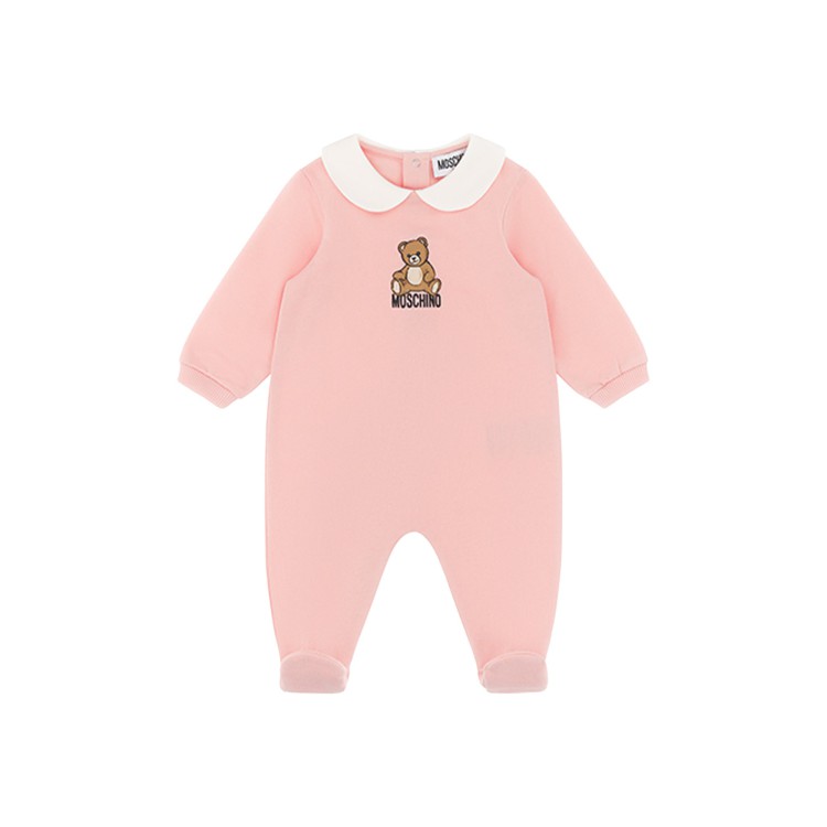 MOSCHINO Tutina rosa con logo e Bear neonata